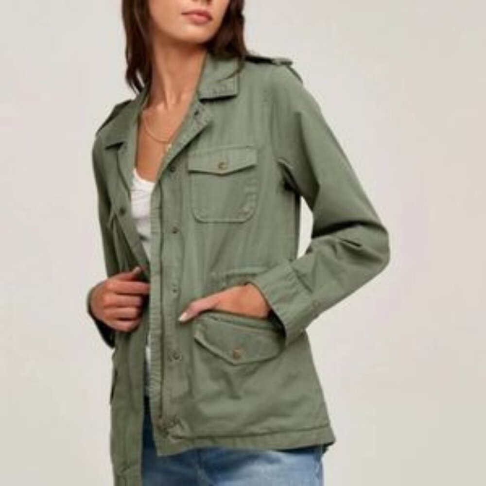 NEW Lily Aldridge for Velvet by Graham & Spencer Ruby Army Green Utilty Jacket